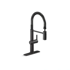 KOHLER Clarus Semi-Professional Single Handle Pull Down Sprayer Kitchen Faucet in Matte Black