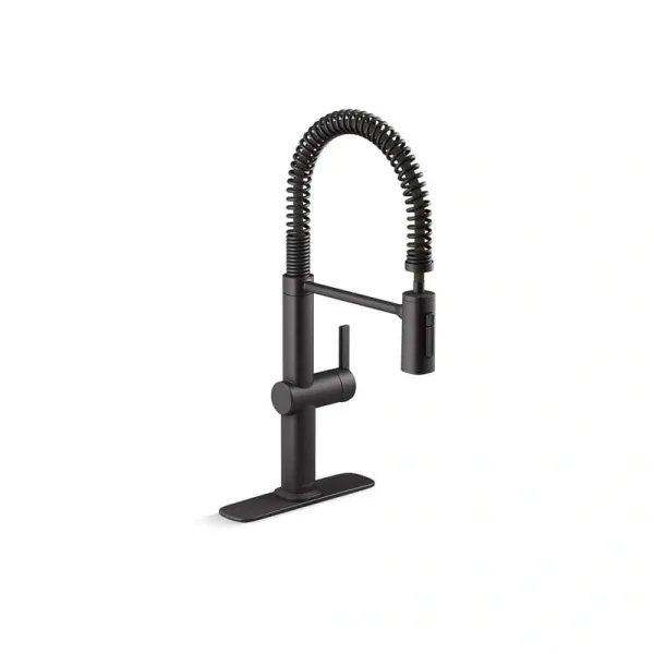 KOHLER Clarus Semi-Professional Single Handle Pull Down Sprayer Kitchen Faucet in Matte Black