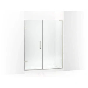 KOHLER Composed 57-58 in. W x 72 in. H Pivot Frameless Shower Door in Anodized Brushed Nickel with Crystal Clear Glass