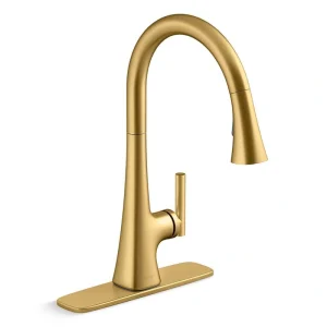 KOHLER Conti Single Handle Pull Down Sprayer Kitchen Faucet in Vibrant Brushed Moderne Brass