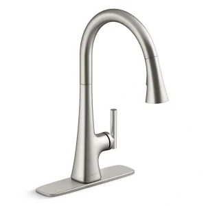 KOHLER Conti Single Handle Pull Down Sprayer Kitchen Faucet in Vibrant Stainless