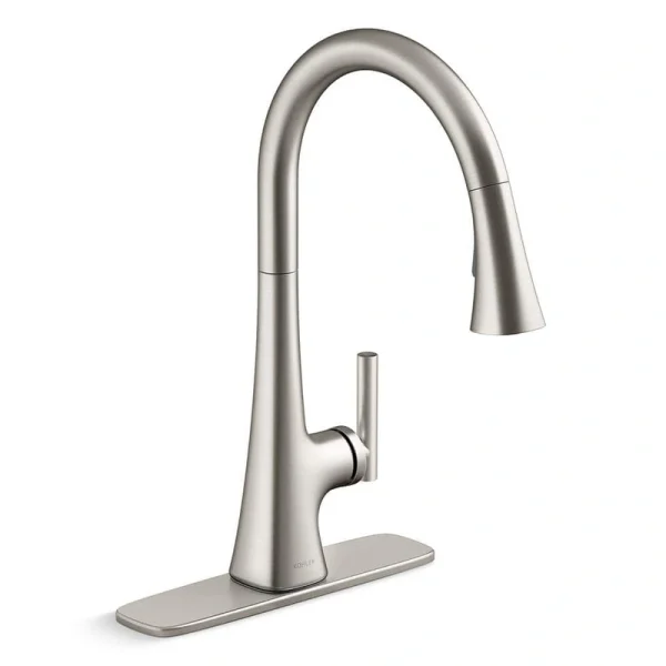 KOHLER Conti Single Handle Pull Down Sprayer Kitchen Faucet in Vibrant Stainless