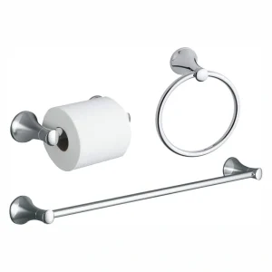 KOHLER Coralais 3-Piece Hardware Bundle with Towel Bar, Towel Ring and Toilet Paper Holder in Polished Chrome