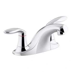 KOHLER Coralais 4 in. Centerset 2-Handle Bathroom Faucet with Vandal-Resistant Aerator in Polished Chrome