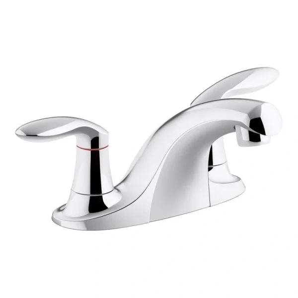 KOHLER Coralais 4 in. Centerset 2-Handle Bathroom Faucet with Vandal-Resistant Aerator in Polished Chrome