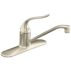 KOHLER Coralais Low-Arc Single-Handle Standard Kitchen Faucet in Vibrant Brushed Nickel