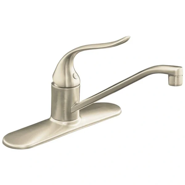 KOHLER Coralais Low-Arc Single-Handle Standard Kitchen Faucet in Vibrant Brushed Nickel