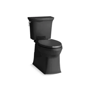 KOHLER Corbelle 12 in. Rough In 2-Piece 1.28 GPF Single Flush Elongated Toilet in Black Black Seat Not Included