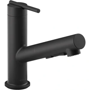KOHLER Crue Single-Handle Pull-Out Sprayer Kitchen Faucet in Matte Black