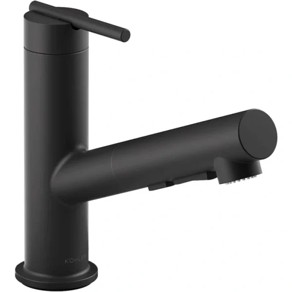 KOHLER Crue Single-Handle Pull-Out Sprayer Kitchen Faucet in Matte Black