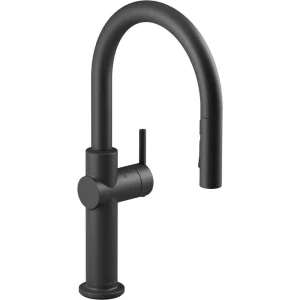 KOHLER Crue Single-Handle Touchless Pull-Down Sprayer Kitchen Faucet with Konnect in Matte Black