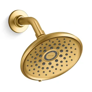 KOHLER Cursiva 3-Spray Patterns 6.75 in. Wall Mount Fixed Showerhead in Vibrant Brushed Moderne Brass