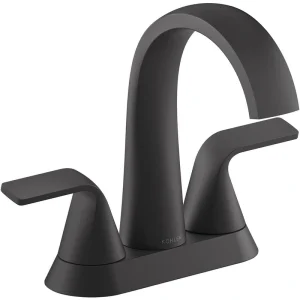 KOHLER Cursiva 4 in. Centerset Double Handle Bathroom Faucet in Matte Black
