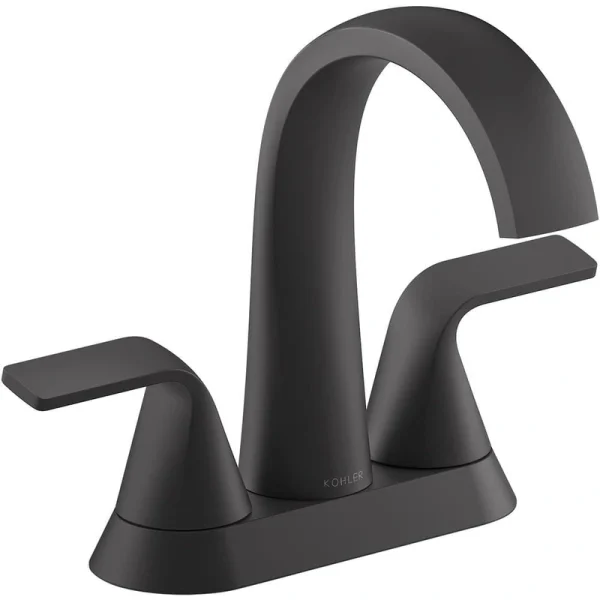 KOHLER Cursiva 4 in. Centerset Double Handle Bathroom Faucet in Matte Black