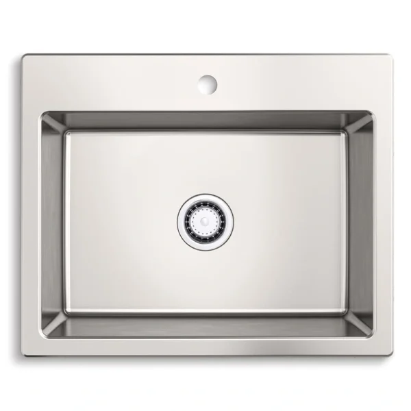 KOHLER Cursiva Stainless Steel 27 in. Single Bowl Top-Mount/Undermount Kitchen Sink