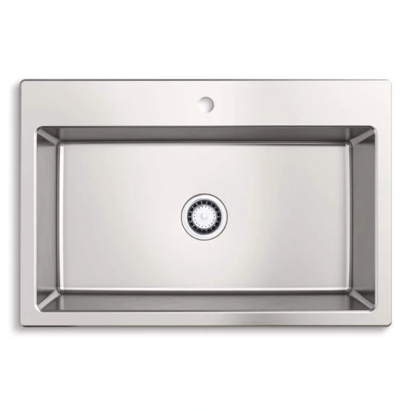 KOHLER Cursiva Stainless Steel 33 in. Single Bowl Drop-in or Undermount Kitchen Sink
