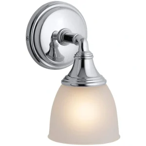 KOHLER Devonshire 1 Light Polished Chrome Indoor Bathroom Wall Sconce, Position Facing Up or Down, UL Listed