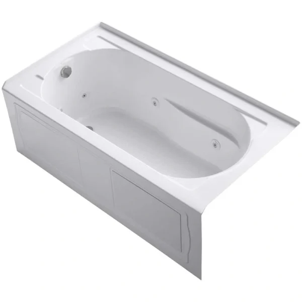 KOHLER Devonshire 5 ft. Acrylic Left Drain Rectangular Alcove Whirlpool Bathtub in White