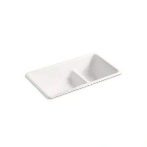 KOHLER Dual Mount Cast-Iron 33 in. Double Basin Kitchen Sink in Sea Salt