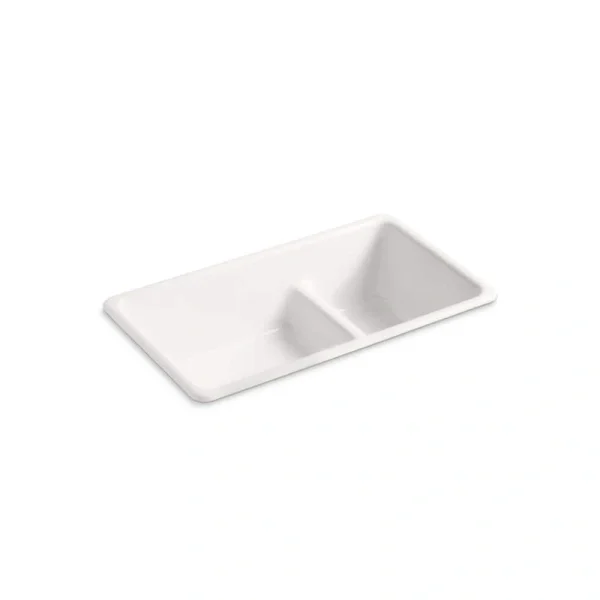 KOHLER Dual Mount Cast-Iron 33 in. Double Basin Kitchen Sink in Sea Salt