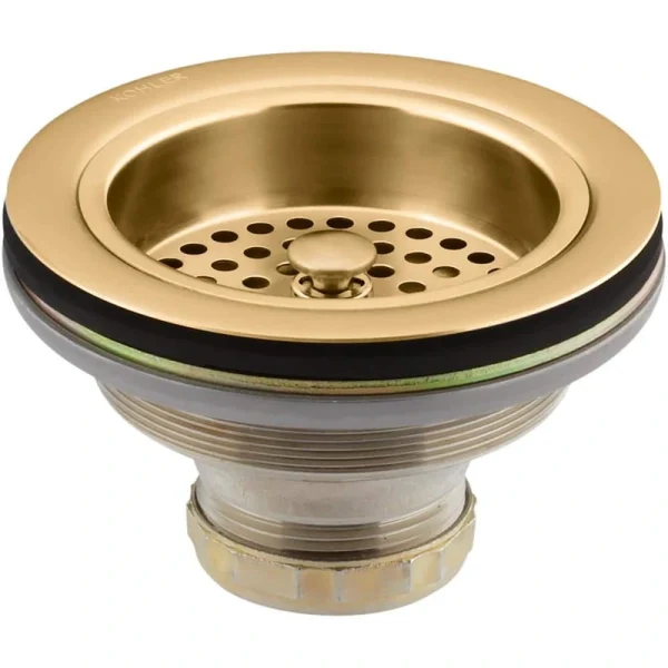 KOHLER Duostrainer Sink Drain and Strainer in Vibrant Brushed Moderne Brass