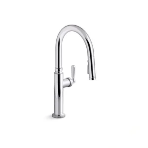 KOHLER Edalyn By Studio McGee Single Handle Pull Down Sprayer Kitchen Faucet With Sprayhead in Polished Chrome