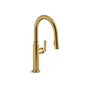 KOHLER Edalyn By Studio McGee Single Handle Pull Down Sprayer Kitchen Faucet With Sprayhead in Vibrant Brushed Moderne Brass