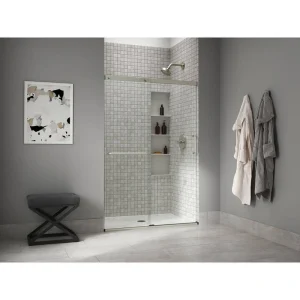 KOHLER Elate 50-54 in. W x 71 in. H Sliding Frameless Shower Door in Anodized Matte Nickel with Crystal Clear Glass