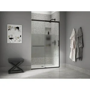 KOHLER Elate Tall 44-48 in. W x 76 in. H Sliding Frameless Shower Door in Matte Black with Crystal Clear Glass T726938729