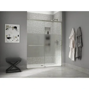 KOHLER Elate Tall 56-60 in. W x 76 in. H Sliding Frameless Shower Door in Anodized Matte Nickel with Crystal Clear Glass