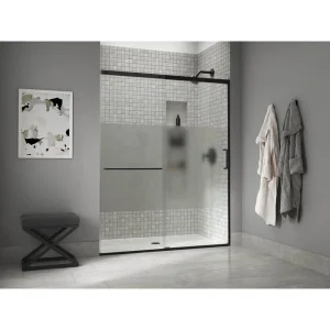 KOHLER Elate Tall 56-60 in. W x 76 in. H Sliding Frameless Shower Door in Matte Black with Crystal Clear Glass T726938769