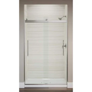 KOHLER Elmbrook 44-48 in. W x 74 in. H Sliding Frameless Shower Door in Anodized Brushed Nickel with Crystal Clear Glass