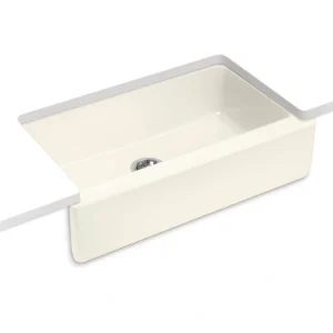 KOHLER Elmbrook Cast Iron 33 in. Single Bowl Farmhouse Apron Front Kitchen Sink in Biscuit