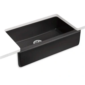 KOHLER Elmbrook Cast Iron 33 in. Single Bowl Farmhouse Apron Front Kitchen Sink in Black