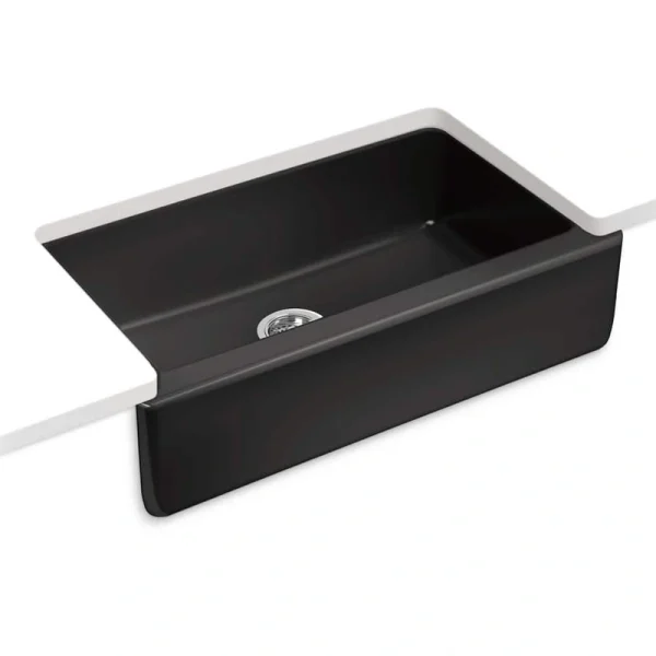 KOHLER Elmbrook Cast Iron 33 in. Single Bowl Farmhouse Apron Front Kitchen Sink in Black
