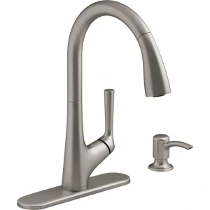 KOHLER Elmbrook Single-Handle Pull-Down Sprayer Kitchen Faucet in Vibrant Stainless