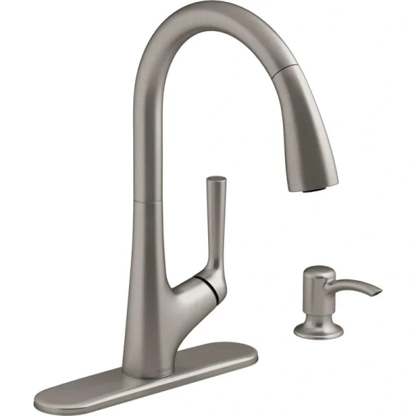 KOHLER Elmbrook Single-Handle Pull-Down Sprayer Kitchen Faucet in Vibrant Stainless
