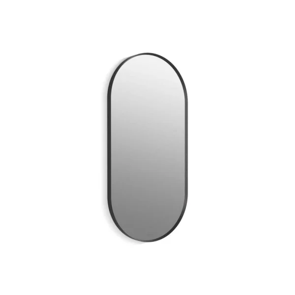 KOHLER Essential 20. in. W x 40 in. H Framed Oval Wall Mount Vanity Mirror in Matte Black