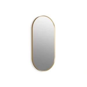 KOHLER Essential 20. in. W x 40 in. H Framed Oval Wall Mount Vanity Mirror in Modern Brushed Gold