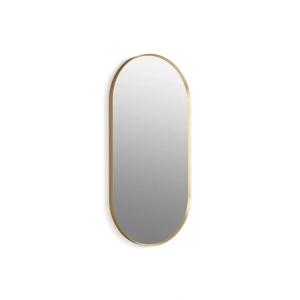 KOHLER Essential 20. in. W x 40 in. H Framed Oval Wall Mount Vanity Mirror in Modern Brushed Gold