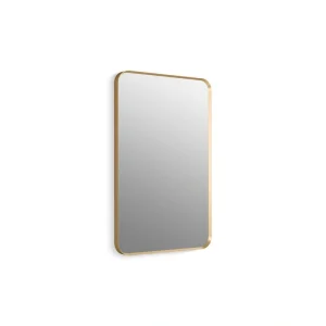 KOHLER Essential 22 in. W x 34 in. H Rectangle Framing Wall Mirror with Modern Brushed Gold