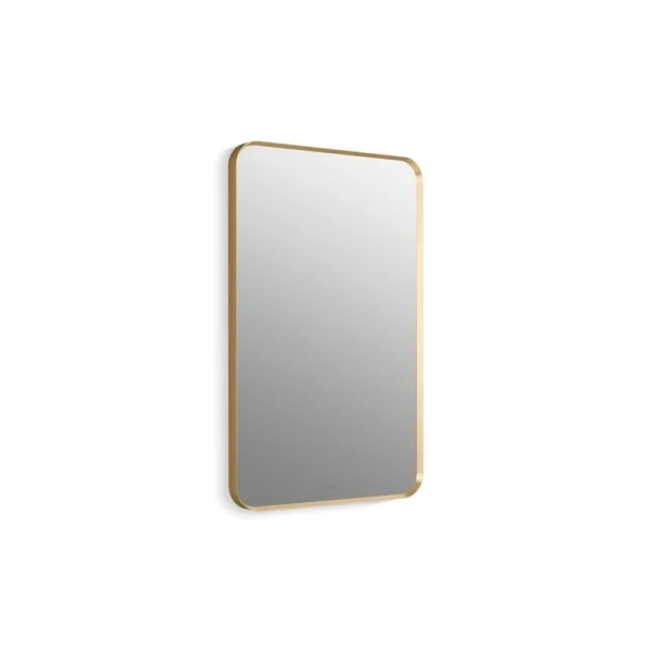 KOHLER Essential 22 in. W x 34 in. H Rectangle Framing Wall Mirror with Modern Brushed Gold