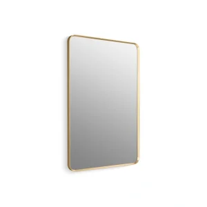 KOHLER Essential 30 in. W x 45 in. H Rectangular Framed Wall Mount Bathroom Vanity Mirror in Moderne Brushed Gold