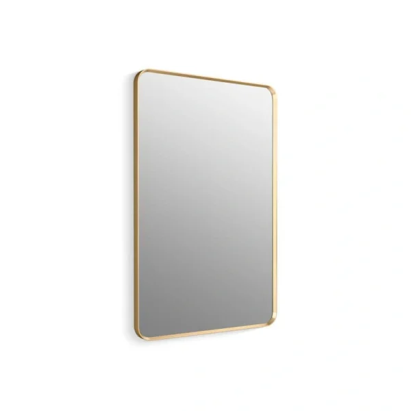 KOHLER Essential 30 in. W x 45 in. H Rectangular Framed Wall Mount Bathroom Vanity Mirror in Moderne Brushed Gold