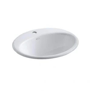 KOHLER Farmington 19 in. Oval Drop-In Cast Iron Bathroom Sink in White with Overflow Drain T726940629