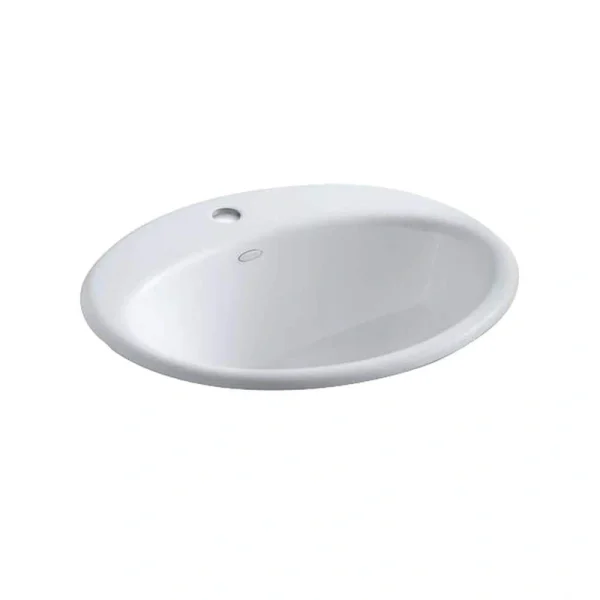 KOHLER Farmington 19 in. Oval Drop-In Cast Iron Bathroom Sink in White with Overflow Drain T726940629
