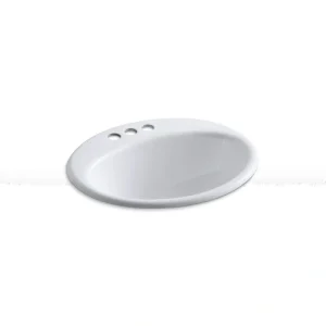 KOHLER Farmington 19 in. Oval Drop-In Cast Iron Bathroom Sink in White with Overflow Drain T726940879