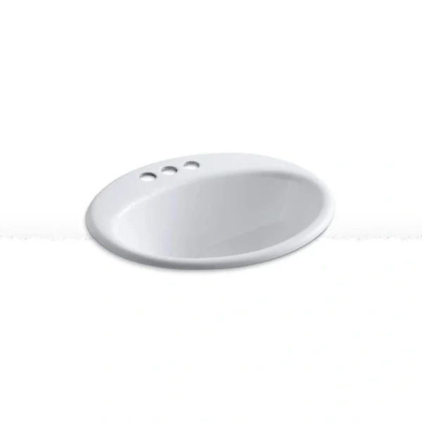 KOHLER Farmington 19 in. Oval Drop-In Cast Iron Bathroom Sink in White with Overflow Drain T726940879