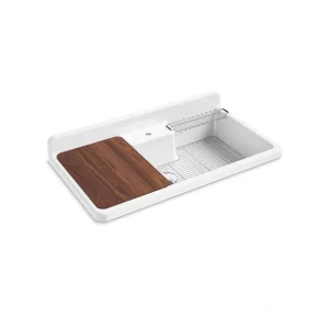 KOHLER Farmstead 45 in. Drop-in Single Bowl White Cast Iron Kitchen Sink