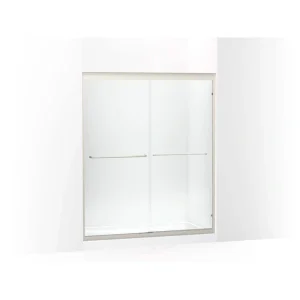 KOHLER Fluence 59.625 in. W x 70.28 in. H Sliding Frameless Bathtub Door in Anodized Matte Nickel with Crystal Clear Glass